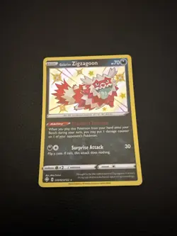 Pokemon TCG Galarian Zigzagoon Shining Fates SV078/SV122 Holo Shiny Holo Rare - Image 1