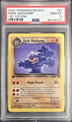 2000 POKEMON ROCKET 1ST EDITION #27 DARK MACHAMP PSA 10 - Image 1