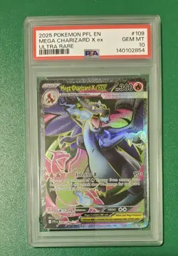 2025 POKEMON PFL EN-PHANTASMAL FLAMES ULTRA RARE #109 MEGA CHARIZARD X EX PSA 10 - Image 1