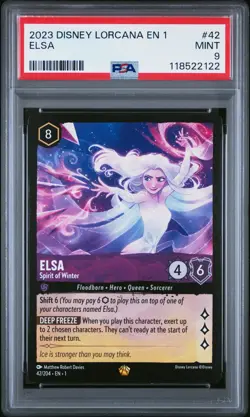 2023 DISNEY LORCANA EN 1-THE FIRST CHAPTER #42 ELSA - SPIRIT OF WINTER PSA 9 - Image 1