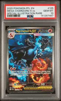 2025 POKEMON PFL EN-PHANTASMAL FLAMES #125 MEGA CHARIZARD X EX PSA 10 - Image 1