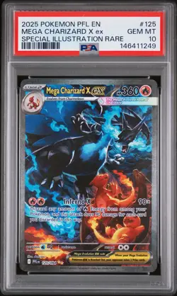 2025 POKEMON PFL EN-PHANTASMAL FLAMES #125 MEGA CHARIZARD X EX PSA 10 - Image 1