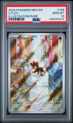 PSA 10 Litleo (Illustration Rare) Mega Evolution 139/132 Holo Pokemon Card - Image 1