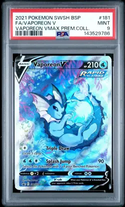 Vaporeon V 181 Vmax Premium Collection Swsh Black Star Promo Pokemon PSA 9 - Image 1