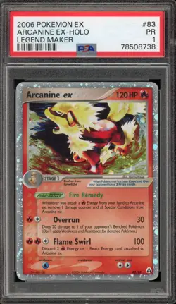 Pokemon Arcanine ex EX Legend Maker Holo Ultra Rare #83 PSA 1 - Image 1