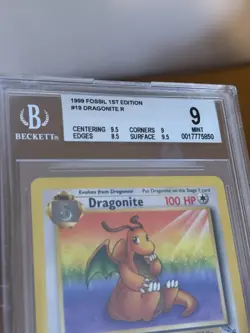 Dragonite Pokemon 1999 Fossil 1st Edition Non Holo Rare 19/62 WOTC BGS 9 MINT - Image 3