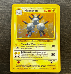 Pokemon TCG - ENGLISH BASE SET UNLIMITED RARE MAGNETON Holo Card 9/102 LP MP - Image 1