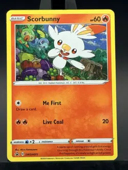 Pokemon TCG Scorbunny SWSH071 English Promo Card, Holo Black Star NM - Image 1