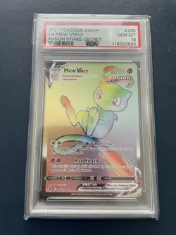 PSA 10 Mew Vmax 268/264 Pokemon Fusion Strike Rainbow Holo Graded Card - Image 1