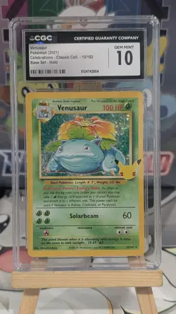 Pokemon Venusaur 15/102 Celebrations Classic Collection Holo CGC Gem Mint 10 - Image 1