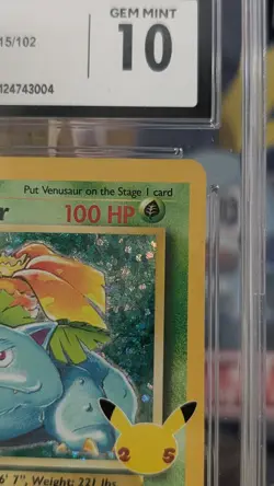 Pokemon Venusaur 15/102 Celebrations Classic Collection Holo CGC Gem Mint 10 - Image 3