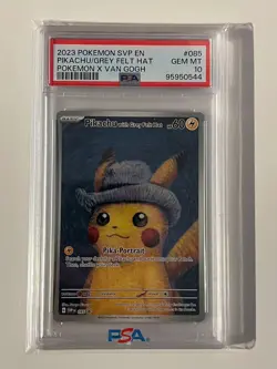 PSA 10 Pikachu Van Gogh Grey Felt Hat SVP 085 Black Star Promo Pokemon Card - Image 1