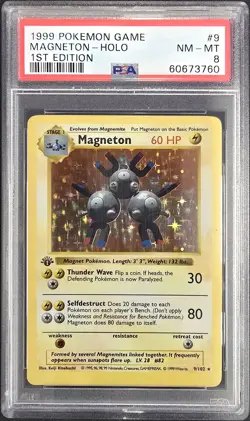 1999 POKEMON GAME 1ST EDITION #9 MAGNETON HOLO PSA 8 - Image 1