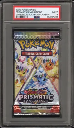 Pokemon S&V Prismatic Evolutions Vaporeon / Jolteon / Flareon Pack PSA 9 Mint - Image 1