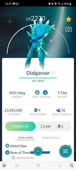 Pokemon Go Shiny Dialga ( Roar of Time ) - Image 1