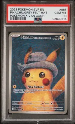 Pokemon Promo SVP #085 Pikachu Grey Felt Hat x Van Gogh PSA 10 - Image 1