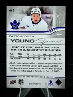 2025-26 Upper Deck Series 2 - Easton Cowan #462 - Young Guns (RC) - Image 2