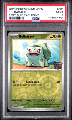 2023 POKEMON MEW EN-151 BEST BUY EXCLUSIVE #001 BULBASAUR PSA 9 - Image 1