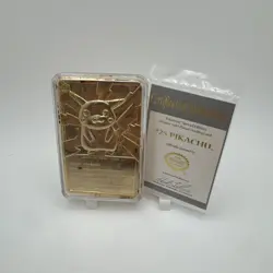 💥 1999 NINTENDO POKEMON PIKACHU 23K GOLD PLATED TRADING CARD 👀💥 - Image 2