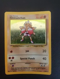 Hitmonchan 7/102 Base Set Rare Holo Unlimited Pokemon Card WOTC 1999 - MP - Image 1