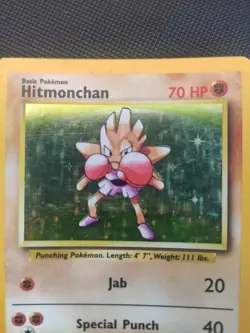 Hitmonchan 7/102 Base Set Rare Holo Unlimited Pokemon Card WOTC 1999 - MP - Image 2