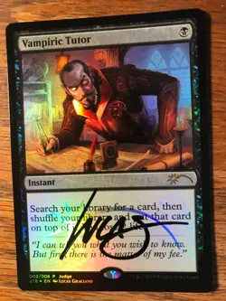Magic the Gathering MTG foil Vampiric Tutor Judge Promo signed by Artist NM - Image 1