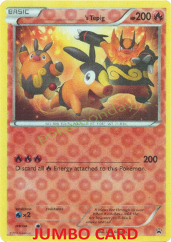 Tepig Holo Rare 3D JUMBO Black & White Star Promo Vintage Pokemon Cards TCG NM - Image 1