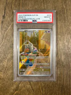 2024 Mimikyu 75 Pokemon Center Stamped ETB Promo Paldean Fates PSA 10 - Image 1