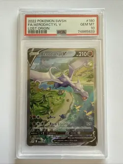 Pokemon TCG: Aerodactyl V 180/196 Alternate Full Art - Lost Origin - PSA 10 - Image 1
