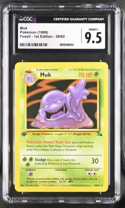 Muk 28/62 1st Edition Pokemon Fossil CGC 9.5 Mint+ - Image 1