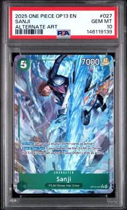 2025 ONE PIECE OP13-CARRYING ON HIS WILL ALTERNATE ART #027 SANJI PSA 10 - Image 1