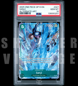 2025 ONE PIECE OP13-CARRYING ON HIS WILL ALTERNATE ART #027 SANJI PSA 10 - Image 1