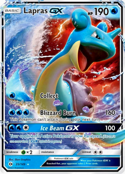 Pokemon TCG Lapras GX 35/149 Sun & Moon Base Set Full Art Ultra Rare Holo - Image 1