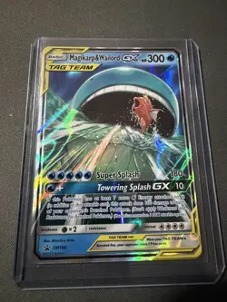 Pokemon TCG Magikarp & Wailord GX Tag Team Black Star Promo Card SM166 LP FA3 - Image 1