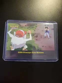 Pokemon Topps EP24 Primeape Goes Bananas Holo Foil Blue Logo TV Animation - Image 5