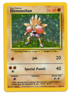 Pokemon Card: Hitmonchan HOLO 7/102 Base Set Vintage Rare! GD - Image 1