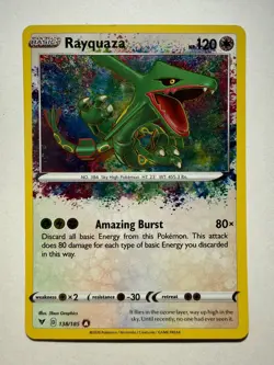 Pokemon Rayquaza 138/185 Sword & Shield: Vivid Voltage Amazing Rare Near Mint - Image 1