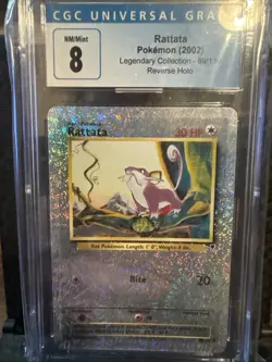 2002 POKEMON LEGENDARY COLLECTION REVERSE HOLO #89 RATTATA CGC 8 - Image 1