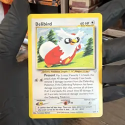 Pokemon TCG Delibird Neo Revelation 5/64 2000 60 HP Rare Holo Card - Image 1