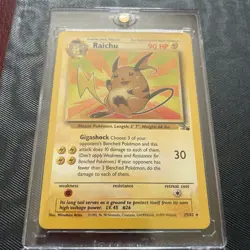 Pokemon Raichu 29/62 Fossil Regular Non Holo Near Mint Hard Cased - Image 1