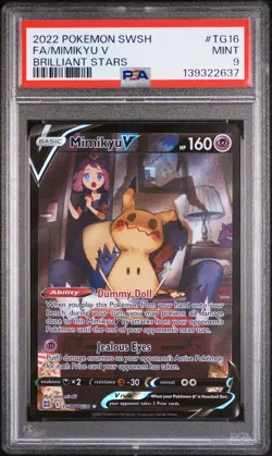 2022 POKEMON SWORD & SHIELD BRILLIANT STARS #TG16 FA/MIMIKYU V PSA 9 - Image 1