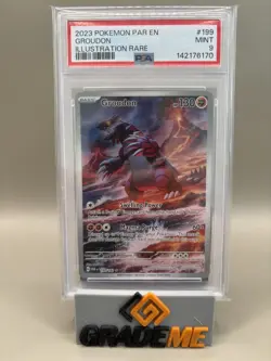 PSA 9 MINT - Groudon #199 Pokemon Paradox Rift Illustration Rare, Graded - Image 1