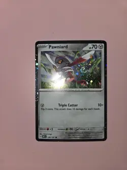 Pokemon TCG Obsidian Flames Cosmo Holo 148/197 Pawniard NM - Image 1