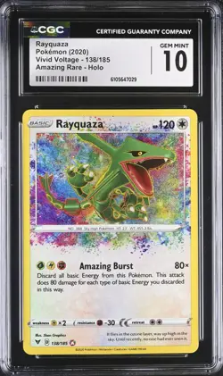 Pokemon Card CGC 10 Rayquaza Amazing Rare Vivid Voltage 138/185 - Image 1