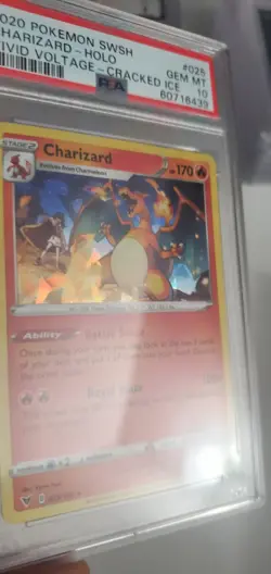 2020 POKEMON VIVID VOLTAGE CHARIZARD CRACKED ICE HOLO #025 #25 PSA 10 GEM MINT - Image 1