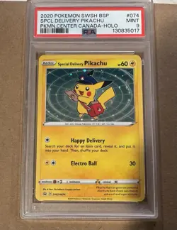 2020 POKEMON SWSH BLACK STAR PROMO #074 SPECIAL DELIVERY PIKACHU-HOLO PSA 9 - Image 1