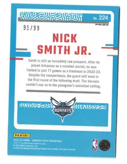 2023-24 Panini Donruss Optic NICK SMITH JR Red & Gold /99 Rookie RC - Image 2