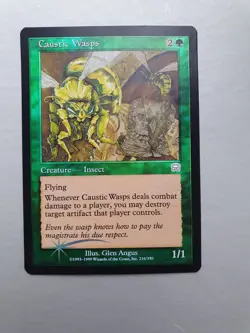 Caustic Wasps - FOIL, MTG Mercadian Masques (1999) Uncommon Green Creature NM - Image 1
