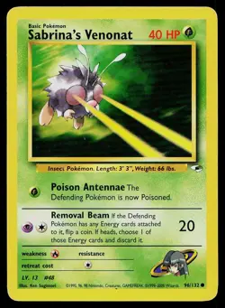 Pokemon Card Gym Heroes Sabrina's Venonat 96/132 Unlimited Common - Image 1