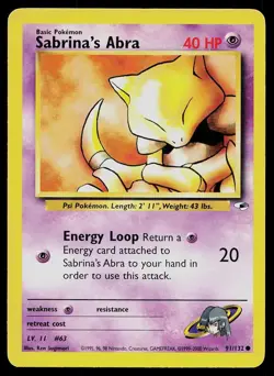 Pokemon Card Gym Heroes Sabrina's Abra 91/132 Unlimited Common - Image 1